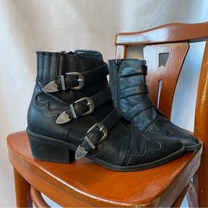 Zara Western Black Ankle Boot 7.5